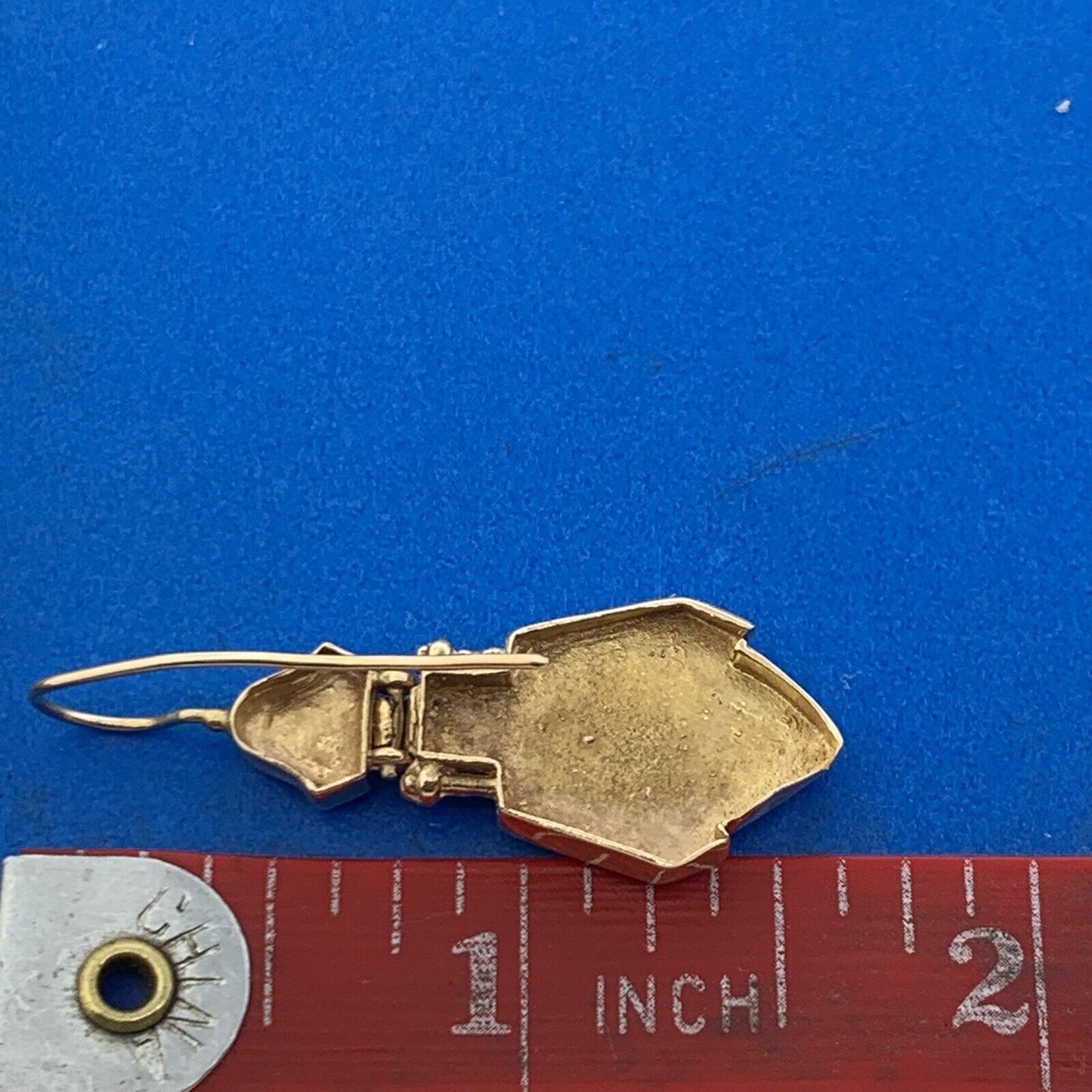 Estate 14K Yellow Gold Scroll And Heart Statement Door Knocker Dangle Earrings