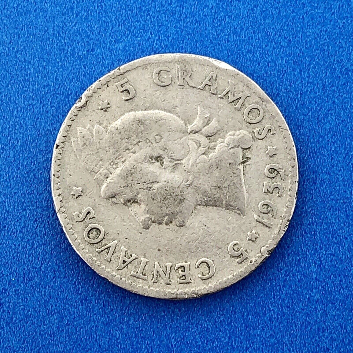 1939 Dominican Republic 5 Centavos 5 Grammos Tough Key Date Low Mintage Coin