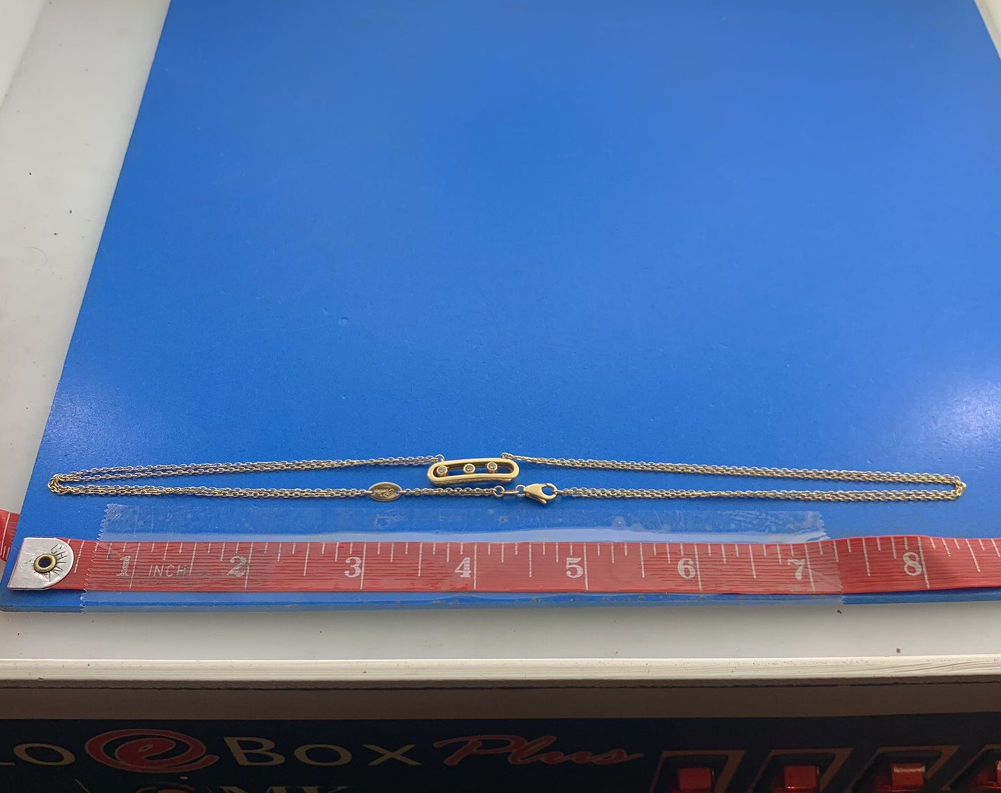 Designer Pacha 18K Yellow Gold Diamond Bar Double Oval Link Chain Necklace