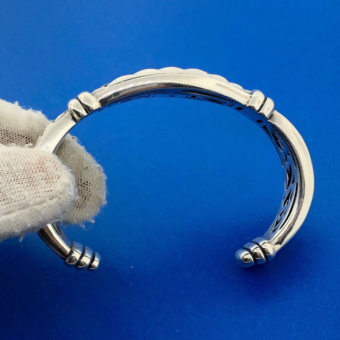 Designer Scott Kay 925 Sterling Silver Basket Weave Knot Statement Cuff Bracelet