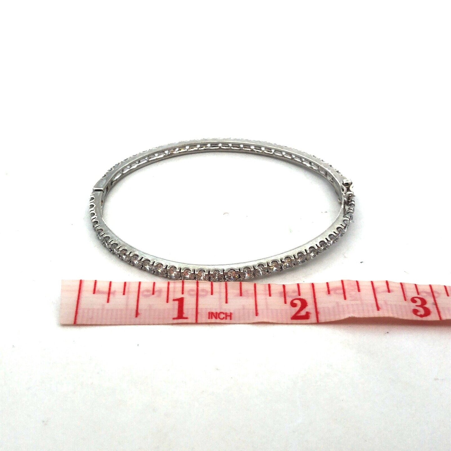 Designer 925 Sterling Silver Round Cubic Zirconia CZ Hinged Bangle Bracelet