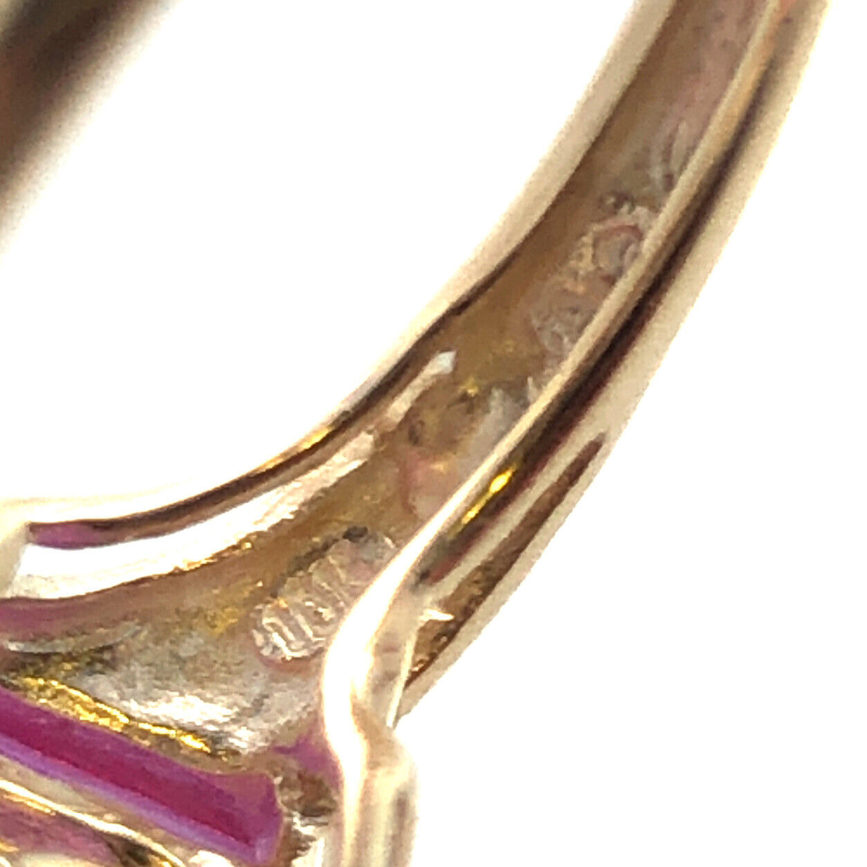 Designer 10K Yellow Gold Rectangle Pink Topaz Trio Modernist Statement Ring