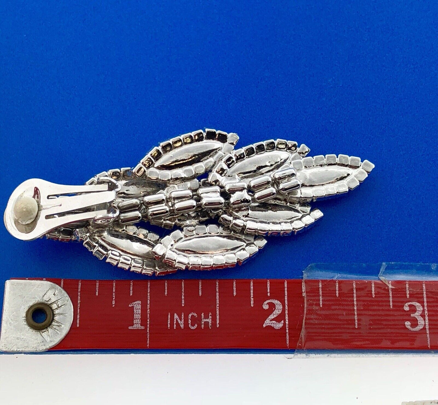 Dramatic Couture Silver Tone Rhinestone 3 Tier Dangle Statement Clip Earrings