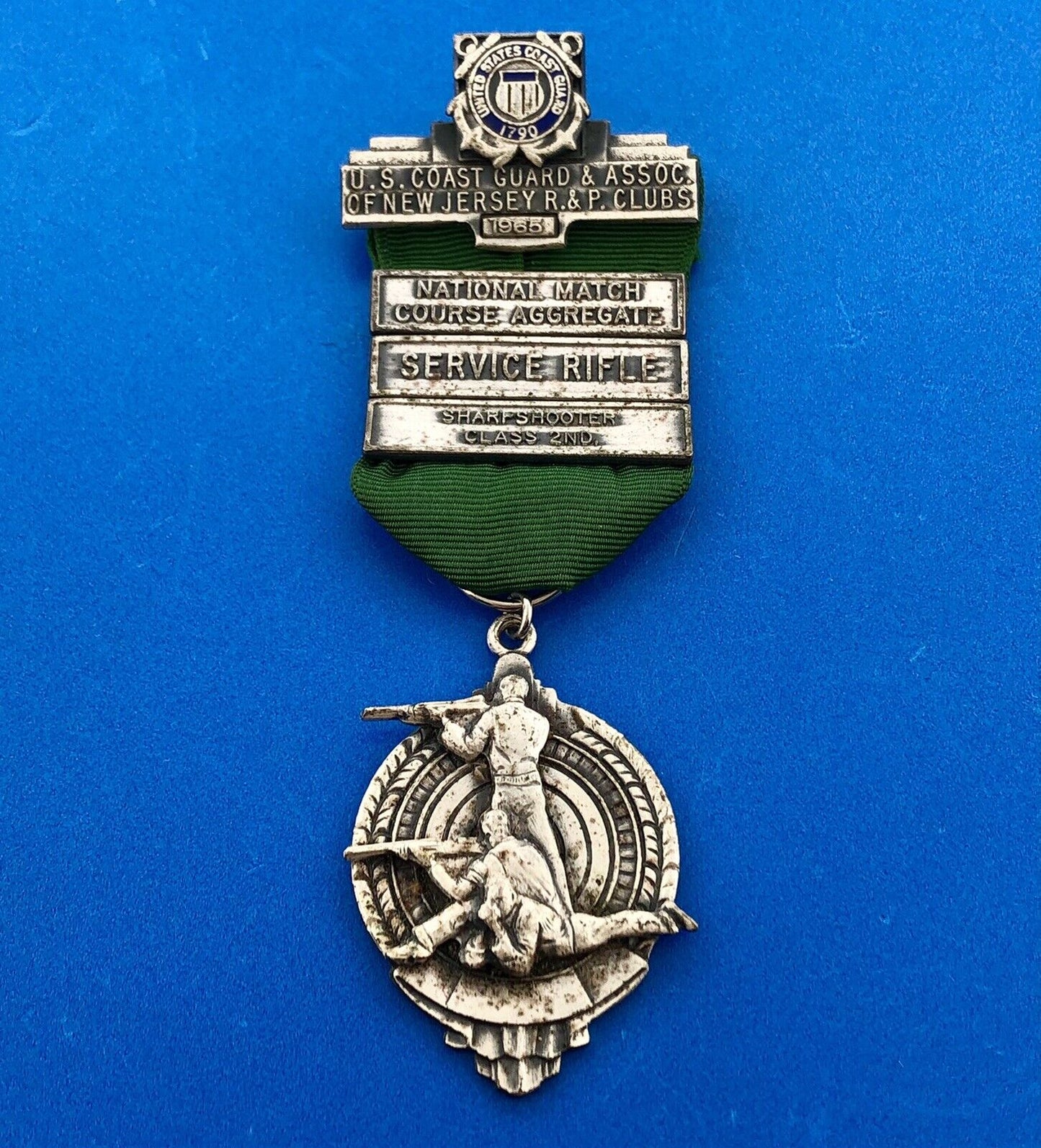 1965 US Coast Guard New Jersey R & P Clubs Sharpshooter Award Ribbon & Medal