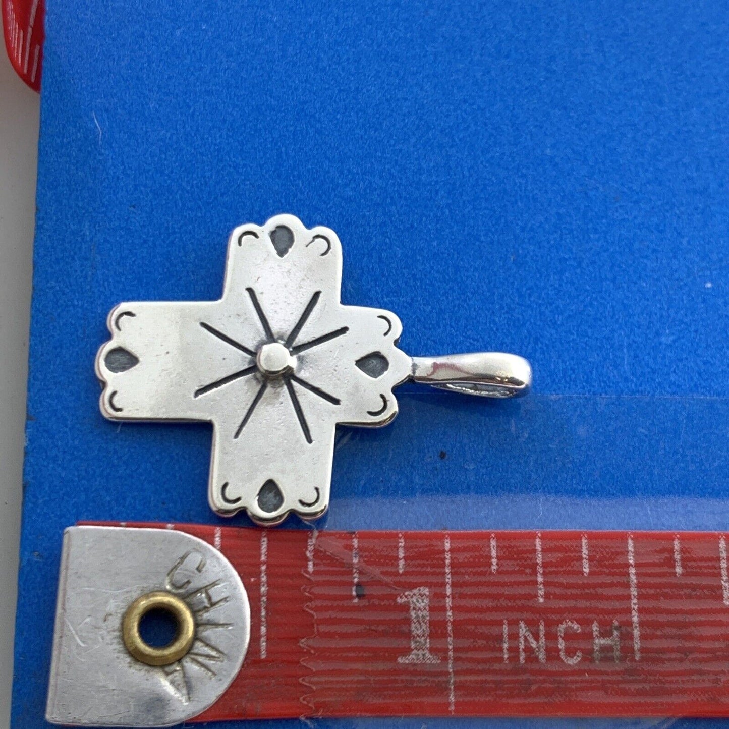 Designer Clyde Duneier CDI 925 Sterling Silver Concho Cross Drop Dangle Pendant