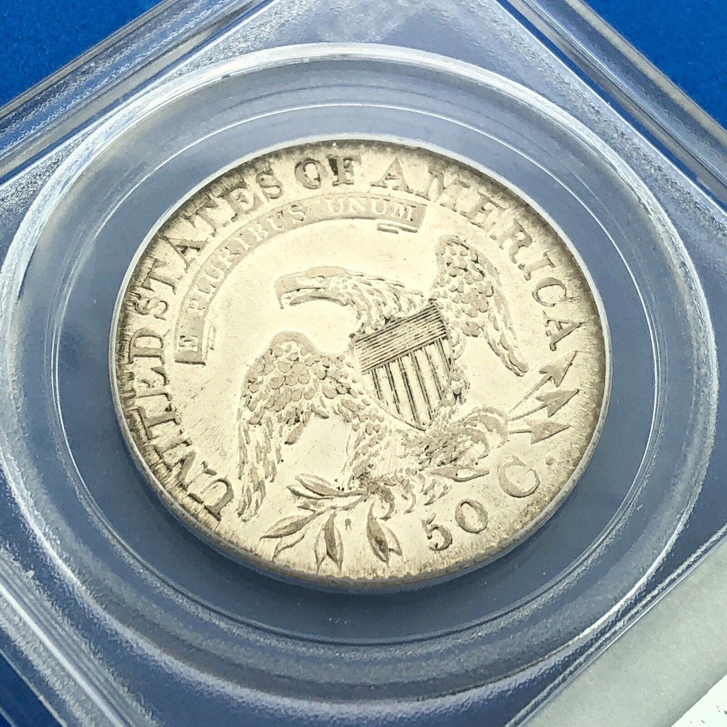 1827 Capped Bust Silver Half Dollar 50c Square Base 2 PCGS AU53 Early US Coin