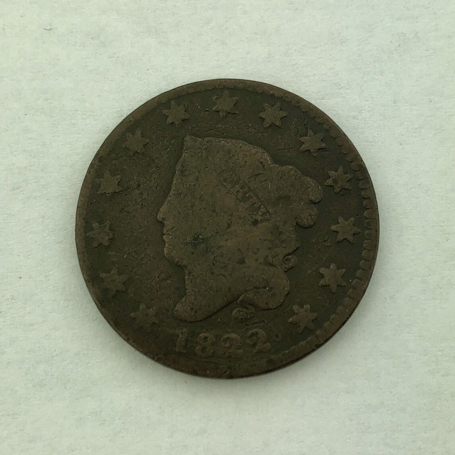 1822 Coronet Liberty Matron Head Large Cent 1c Better Early American Copper Coin