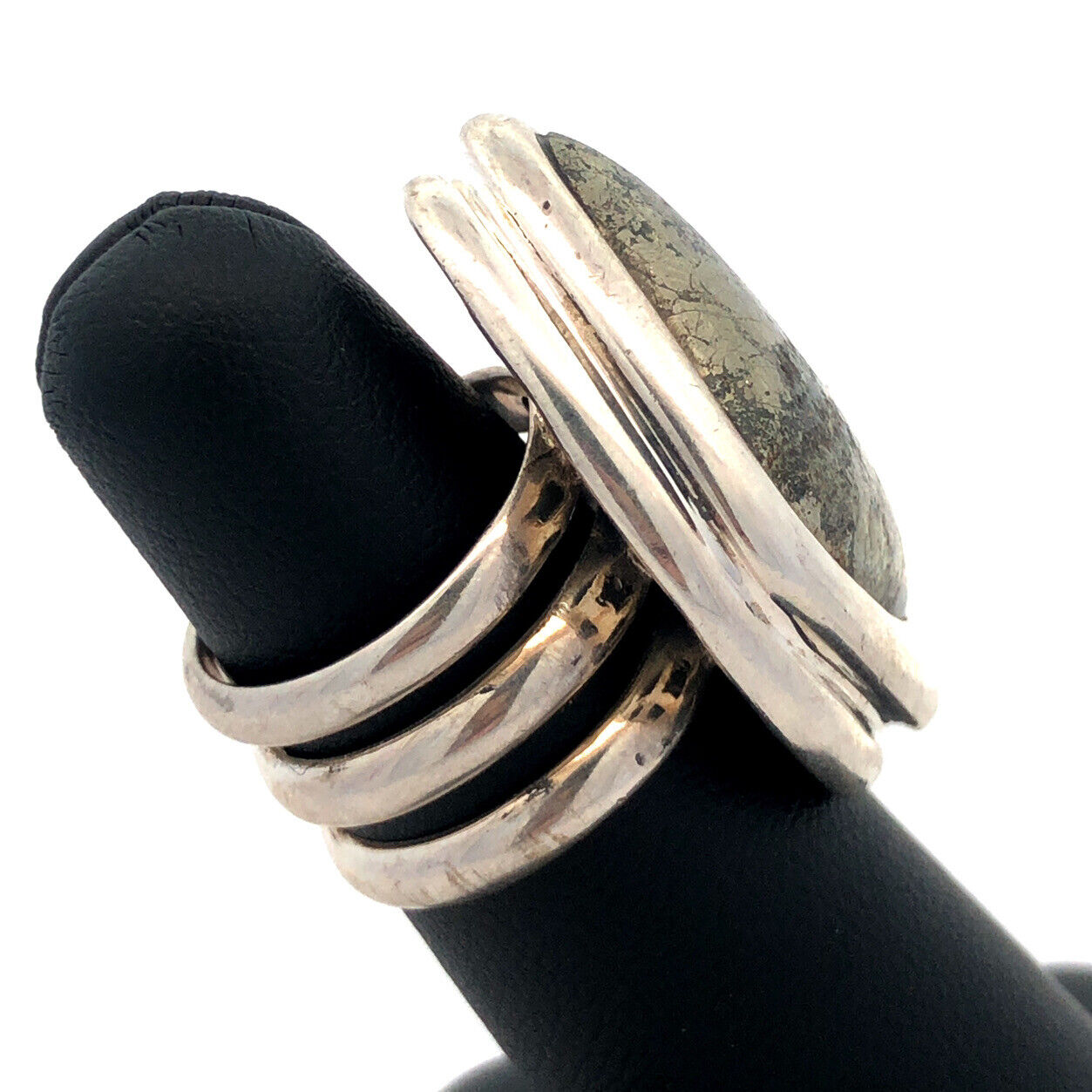 Designer Barse 925 Sterling Silver Rough Cut Hematite Chunky Statement Ring