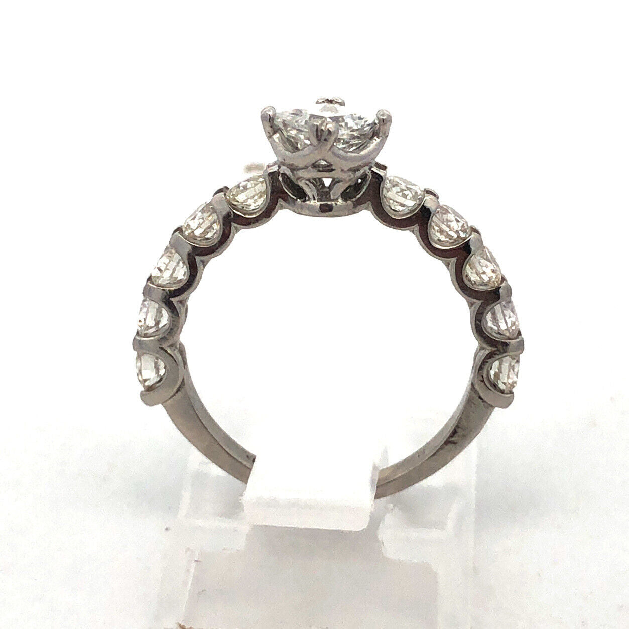 Estate 950 Platinum Princess Square Diamond Engagement Wedding Ring