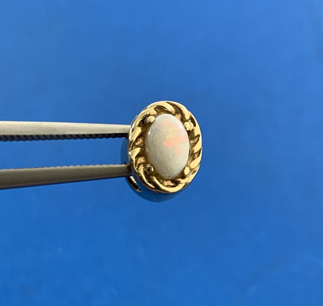 Designer 10K Yellow Gold Oval Opal Slide Bracelet Charm