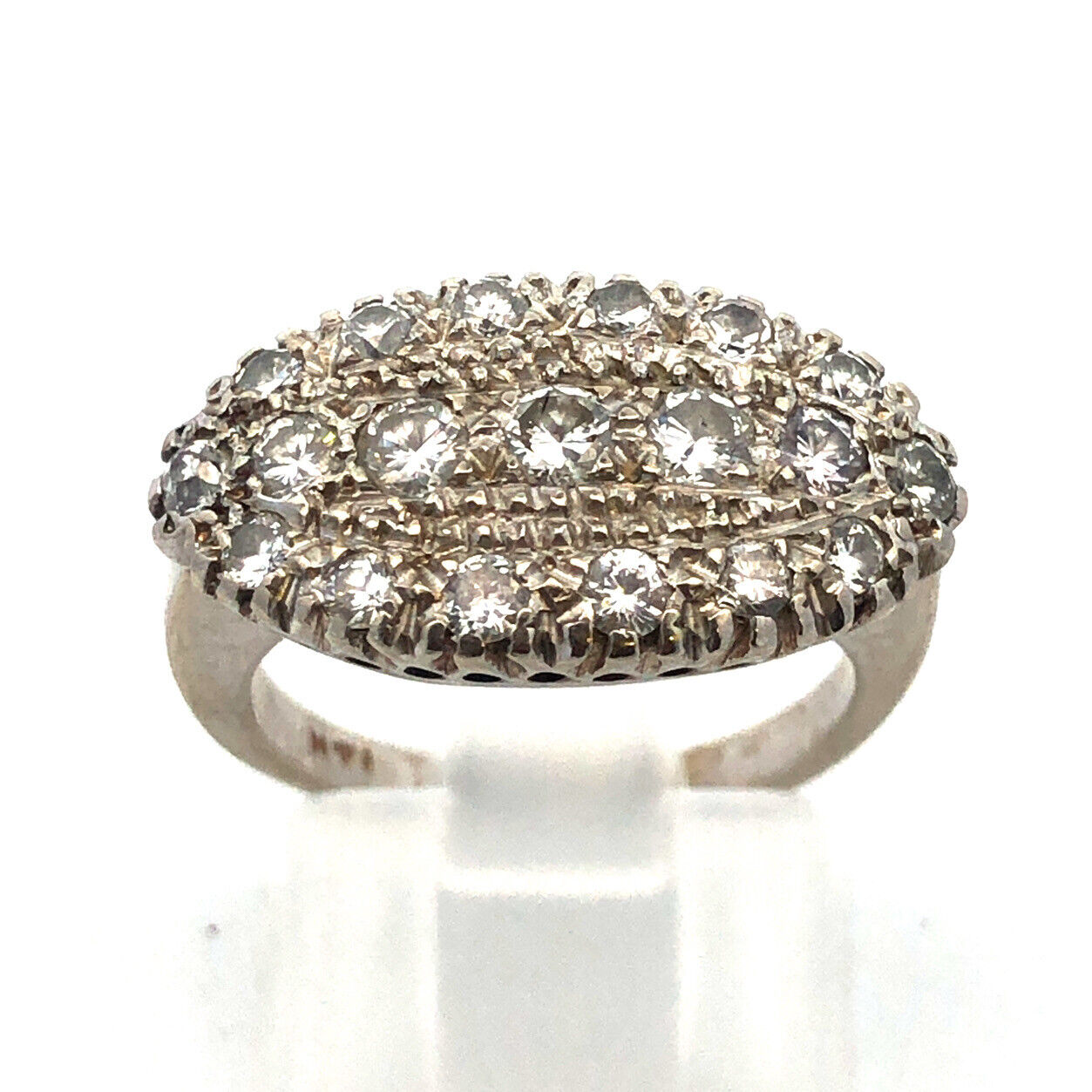 Vintage 14k White Gold Diamond Cluster Ring