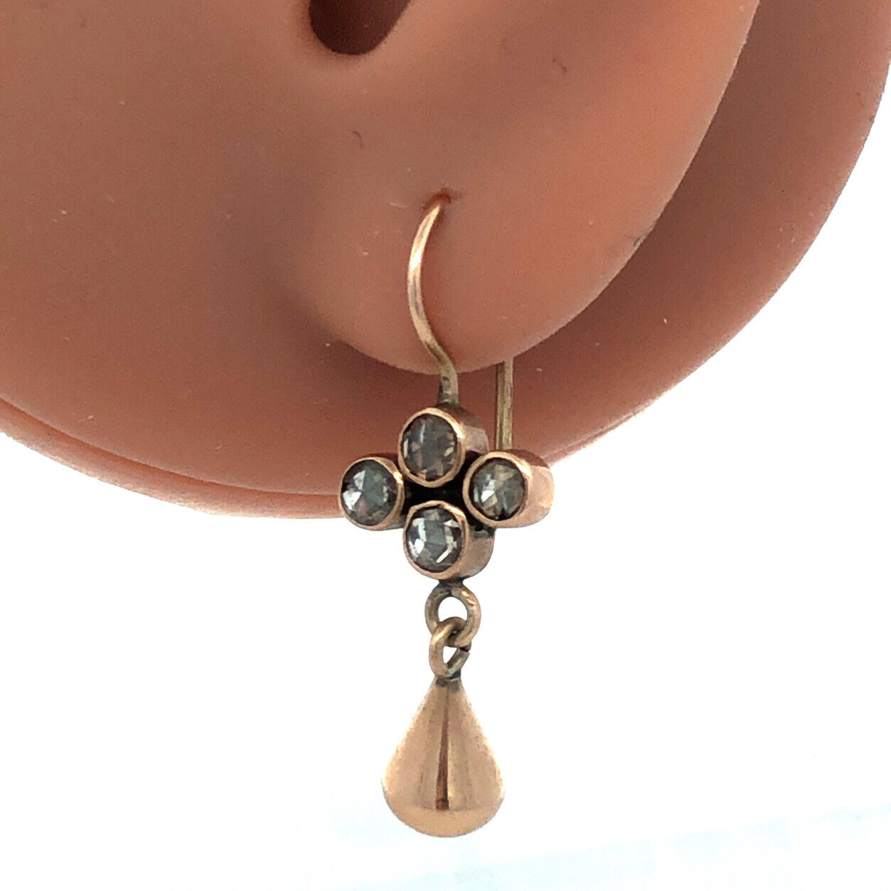Designer Jane Diaz 10K Yellow Gold Champagne Diamond Drop Dangle Hook Earrings