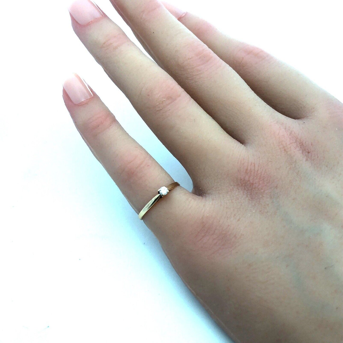 Designer AAJ 10K Yellow Gold Round Cubic Zirconia CZ Solitaire Engagement Ring