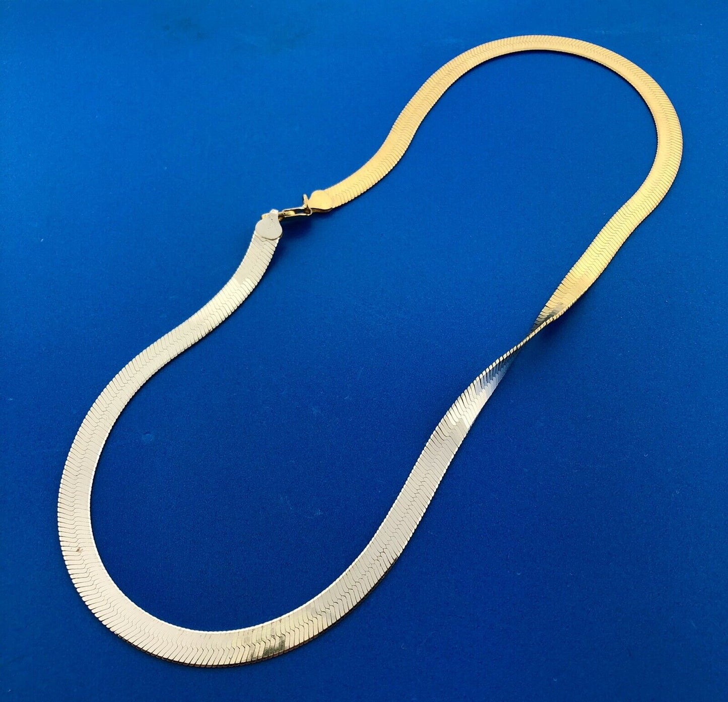 Designer Milor Italy Sterling Silver Vermeil Two Tone Herringbone Chain Necklace