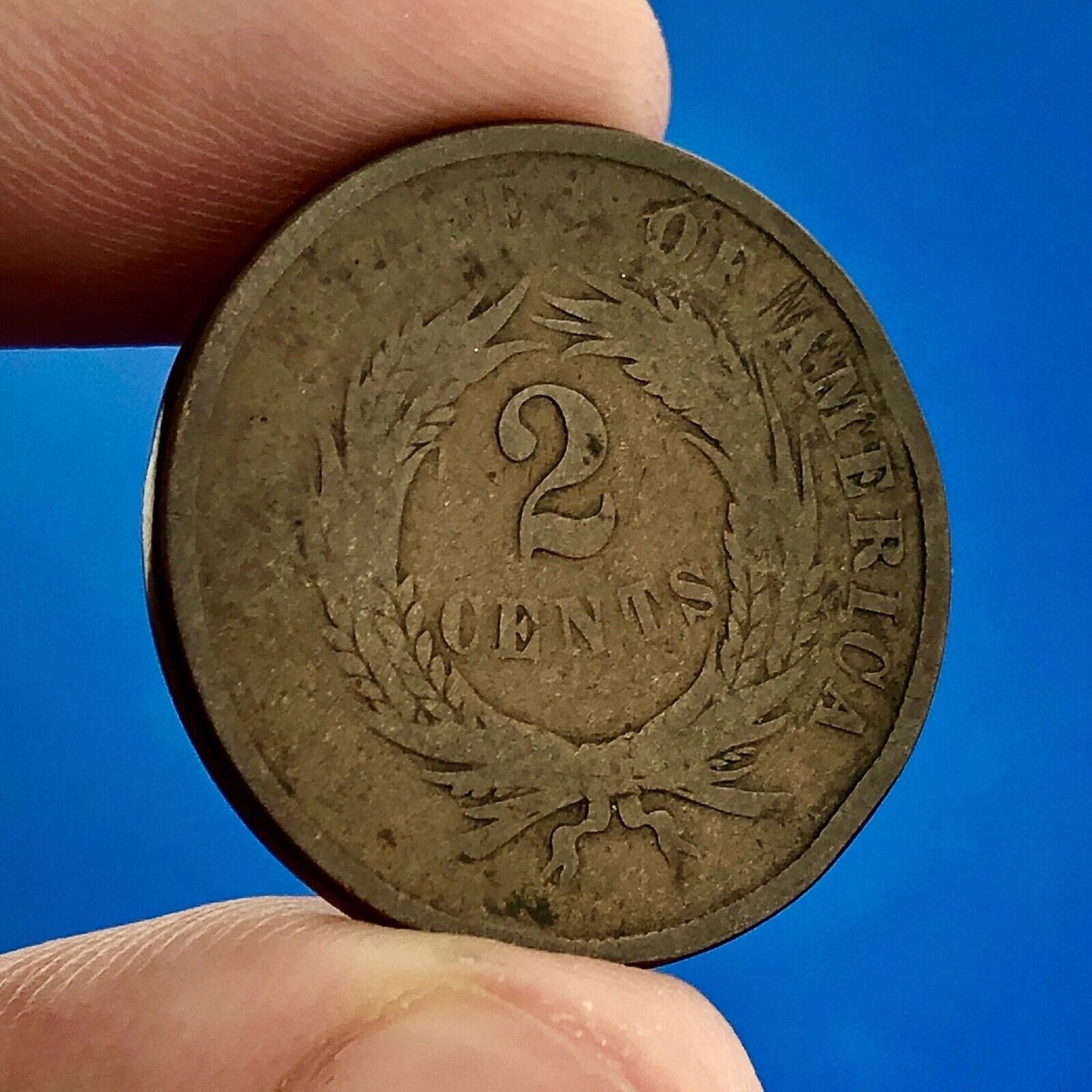 1865 P Bronze Two-Cent Piece Union Shield Short Lived Philadelphia Mint Coin