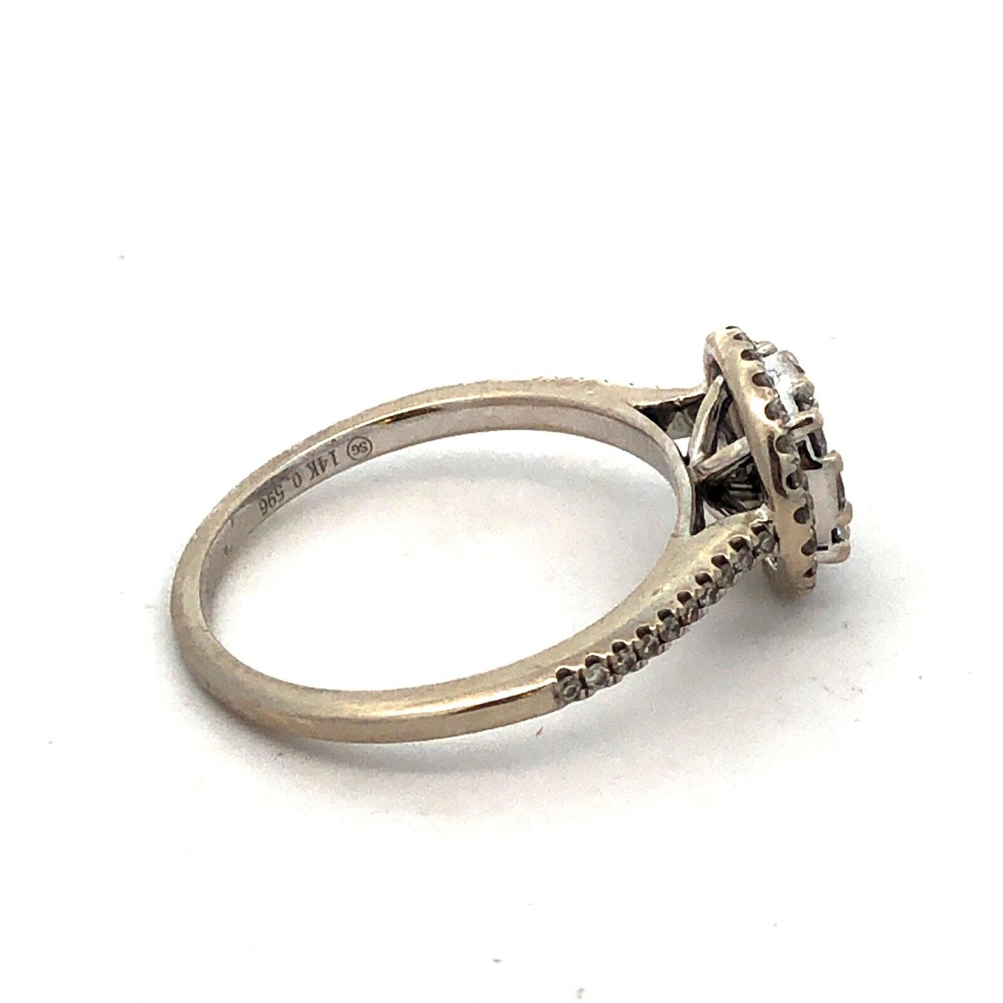 Designer SG 14K White Gold Round Diamond Cluster Halo Engagement Ring