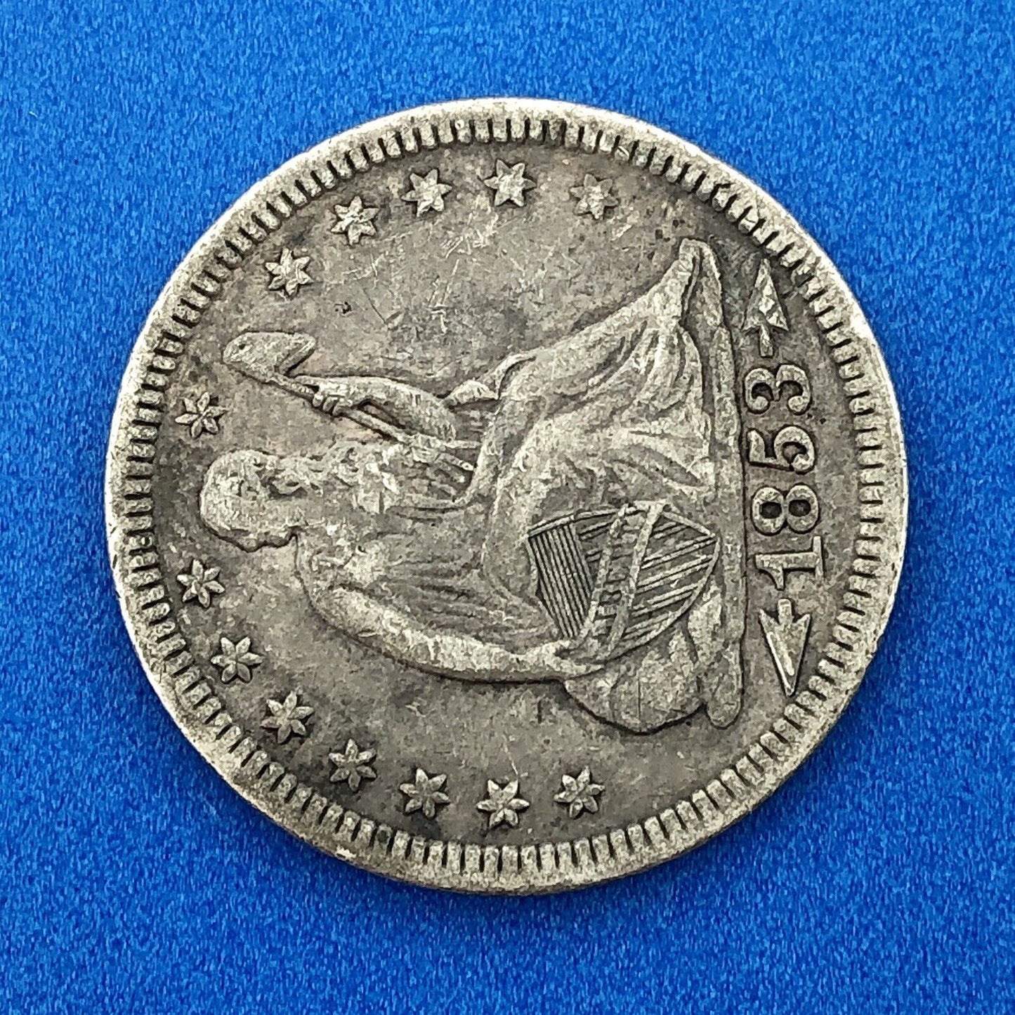 1853 P Seated Liberty Silver Quarter Dollar 25c Type 2 Better One Year Type Coin