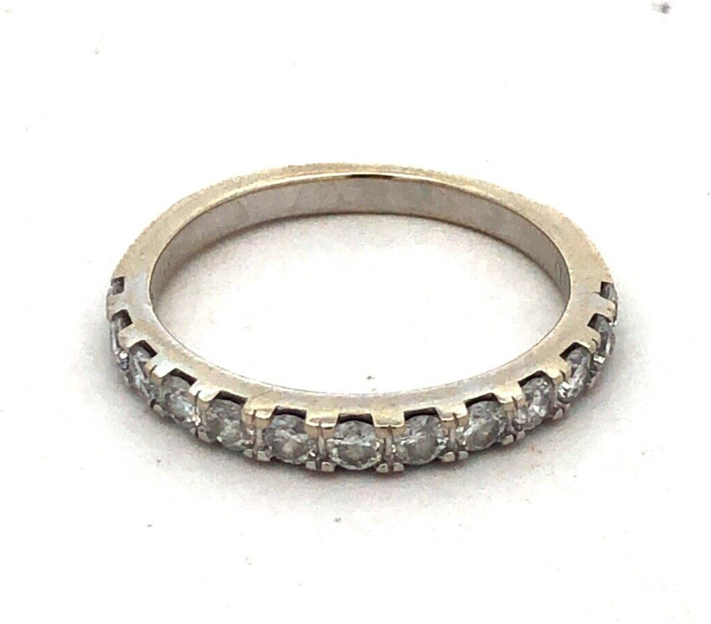 Designer 14K White Gold Round Diamond Wedding Anniversary Stackable Band Ring