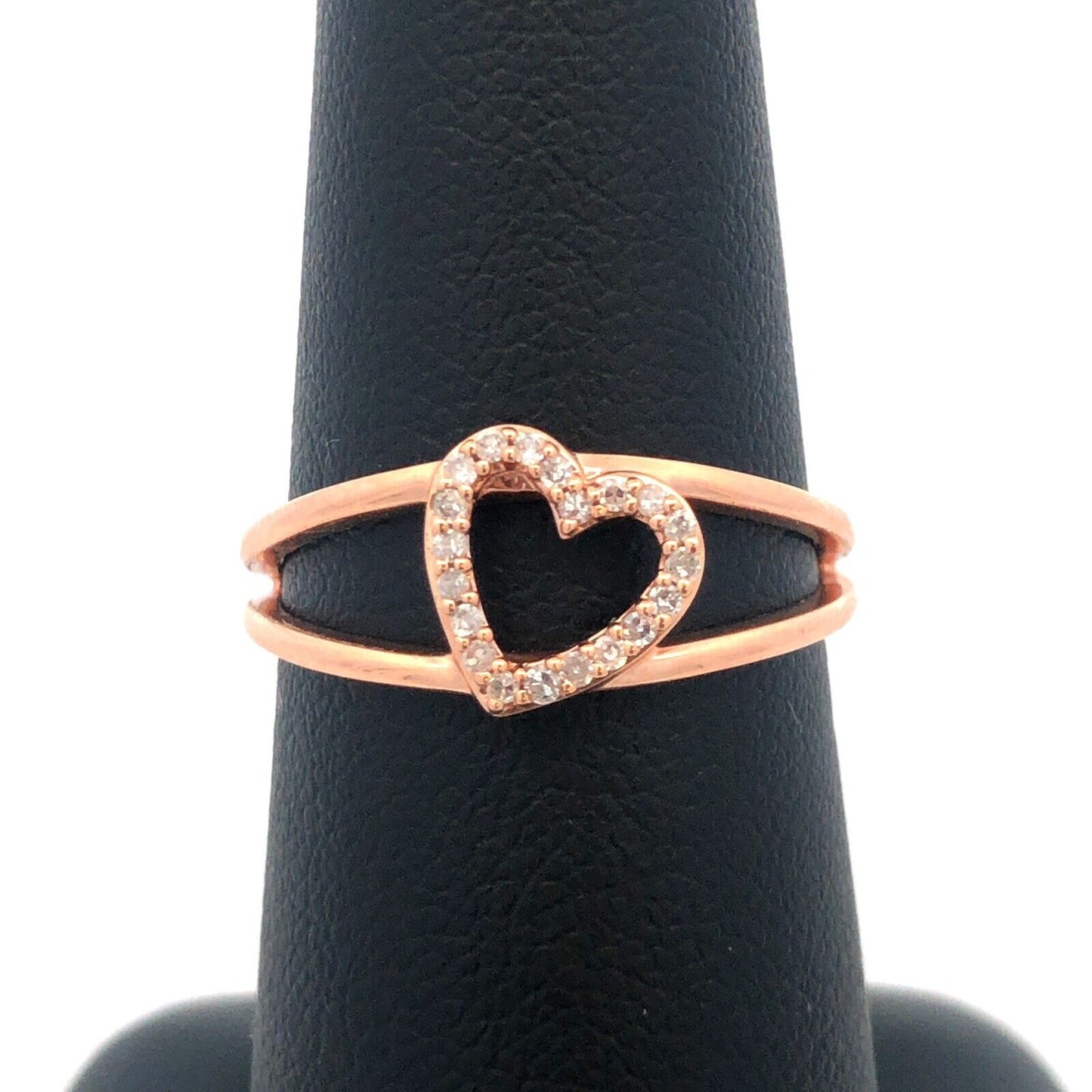 Designer 14K Rose Gold Diamond Heart Sweetheart Promise Anniversary Ring