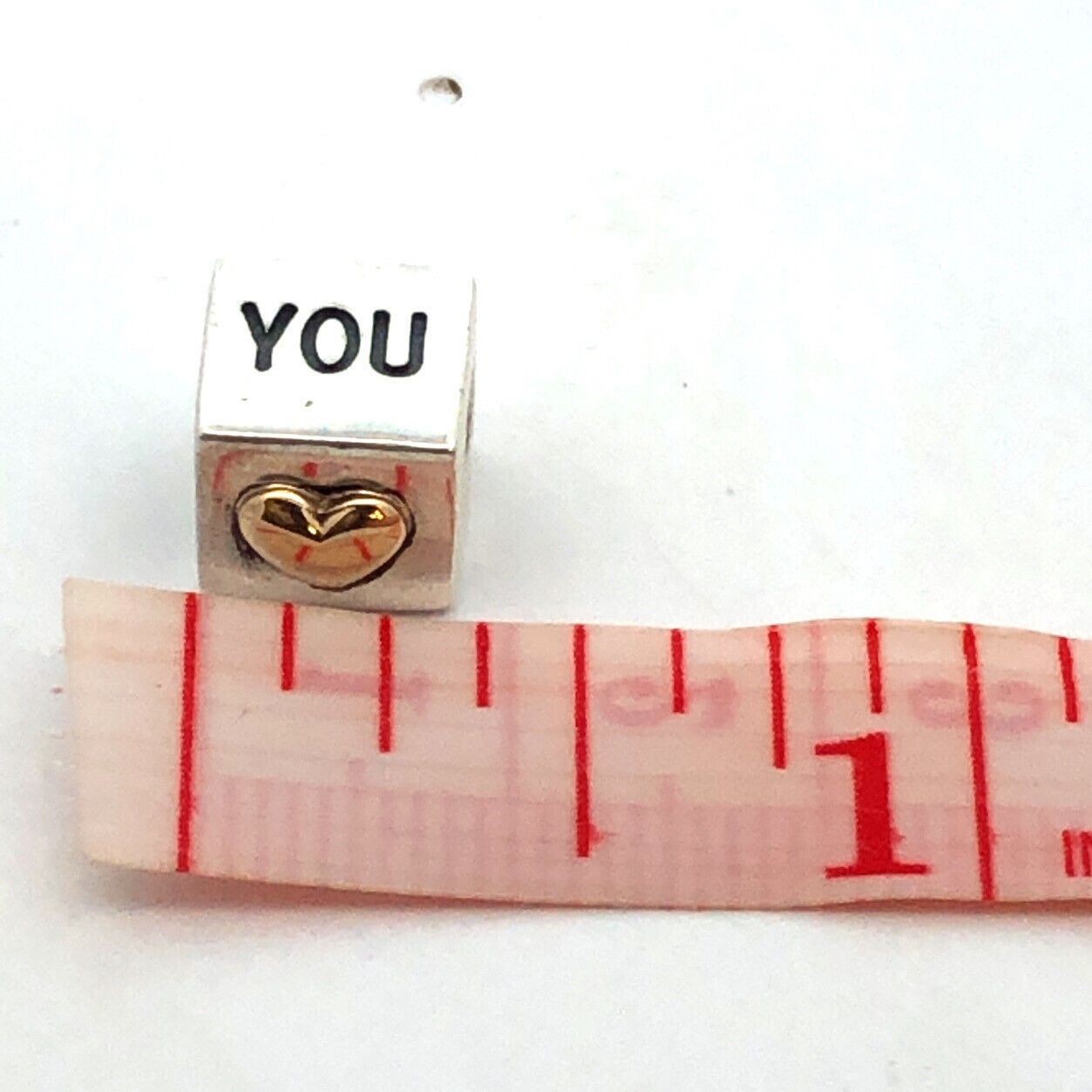 PANDORA 925 14K Gold 790200 Retired I Love You Heart Cube Slide Bracelet Charm