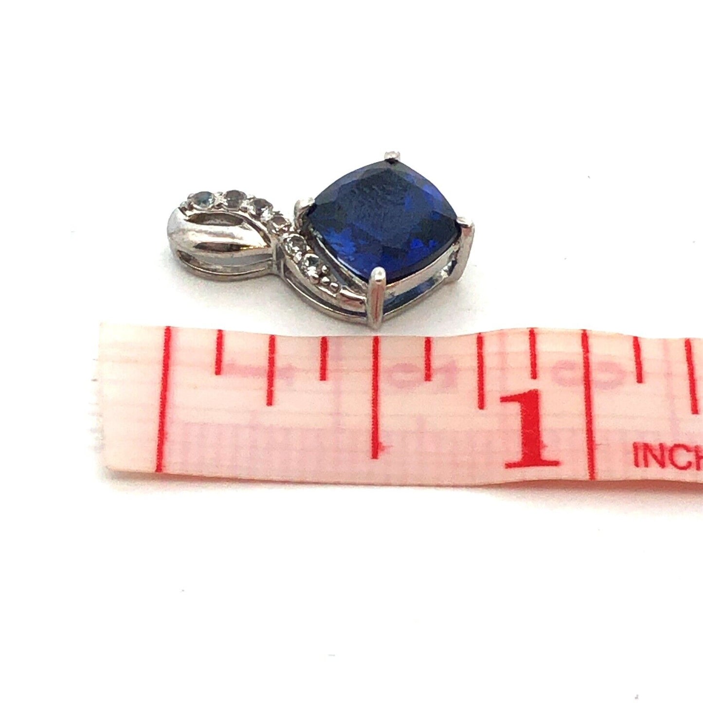 Designer SAI 925 Sterling Silver Blue Sapphire Diamond Accent Infinity Pendant