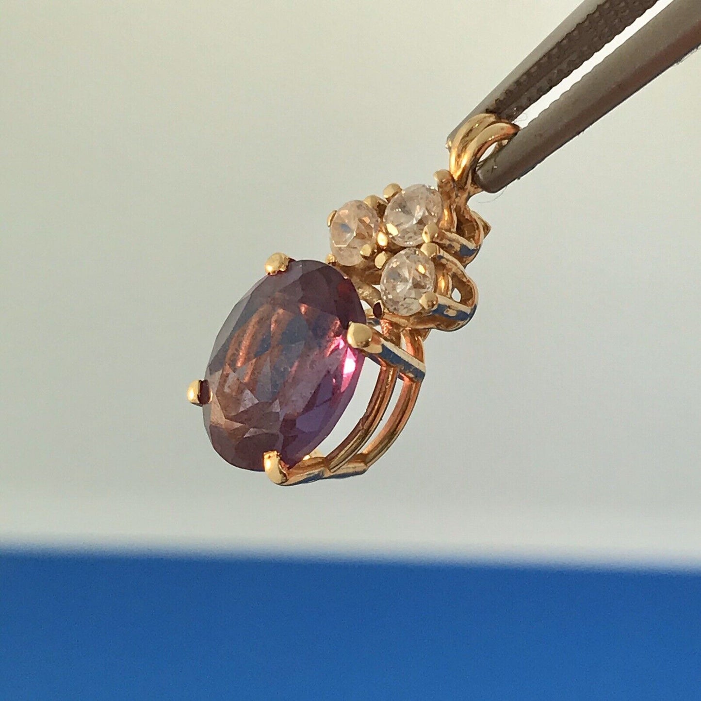 Stuller 14K Yellow Gold Purple Sapphire Cubic Zirconia Anniversary Pendant