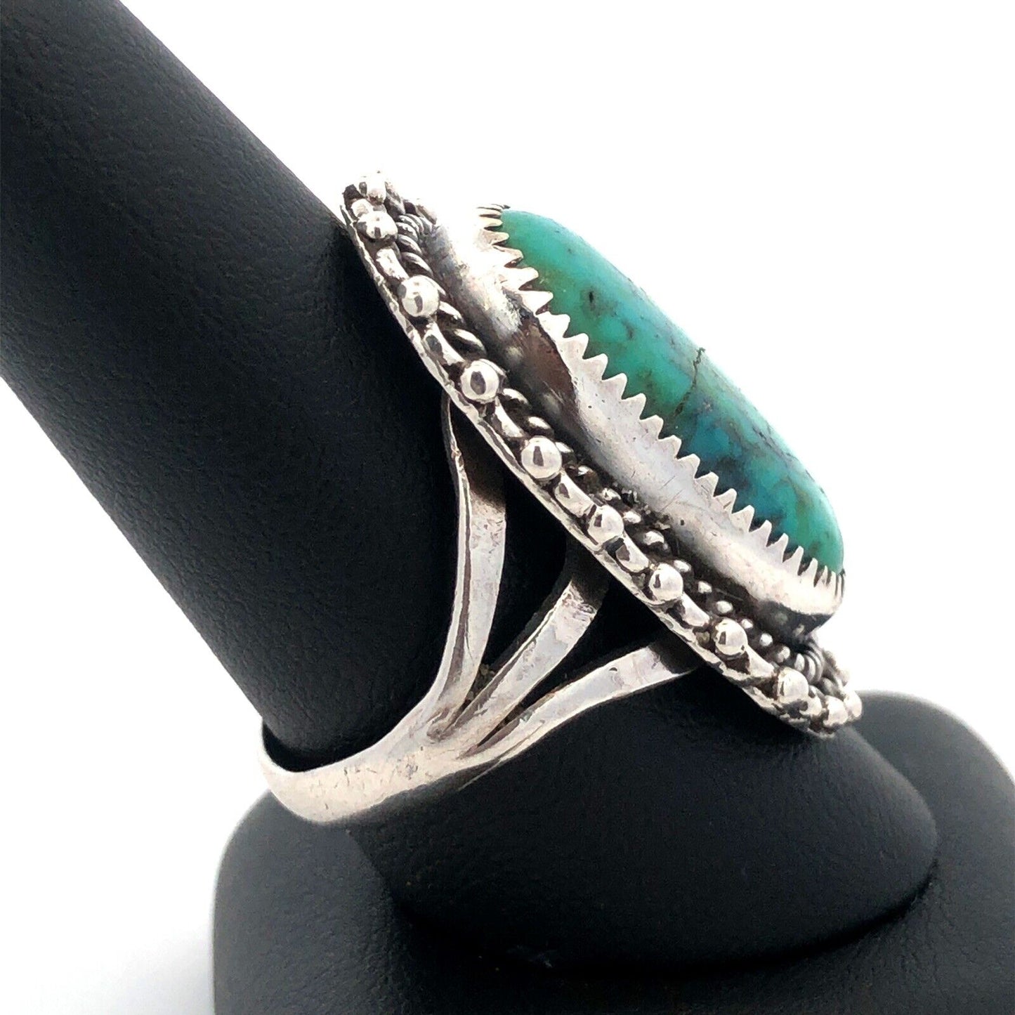 Vintage Native American Navajo Sterling Silver Turquoise Cabochon Statement Ring