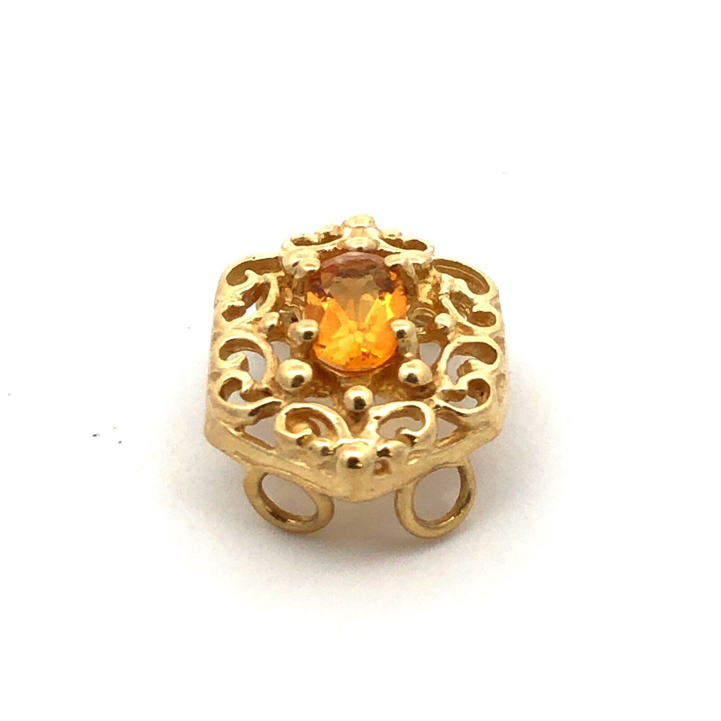 Designer 10K Yellow Gold Oval Citrine November Anniversary Slide Bracelet Charm