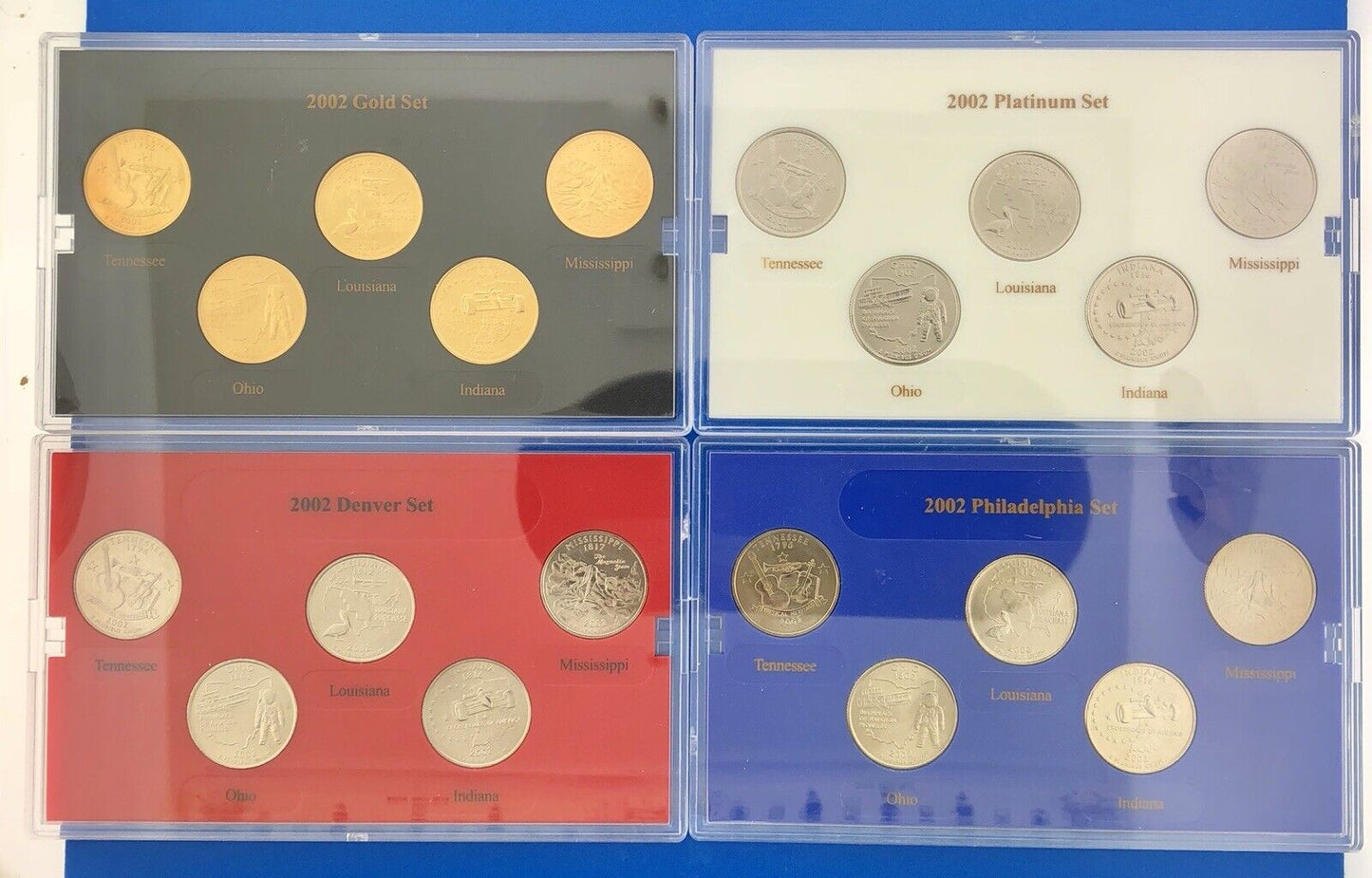 2002 P D State Quarter Collection Platinum Gold Philadelphia Denver 20 Coin Lot
