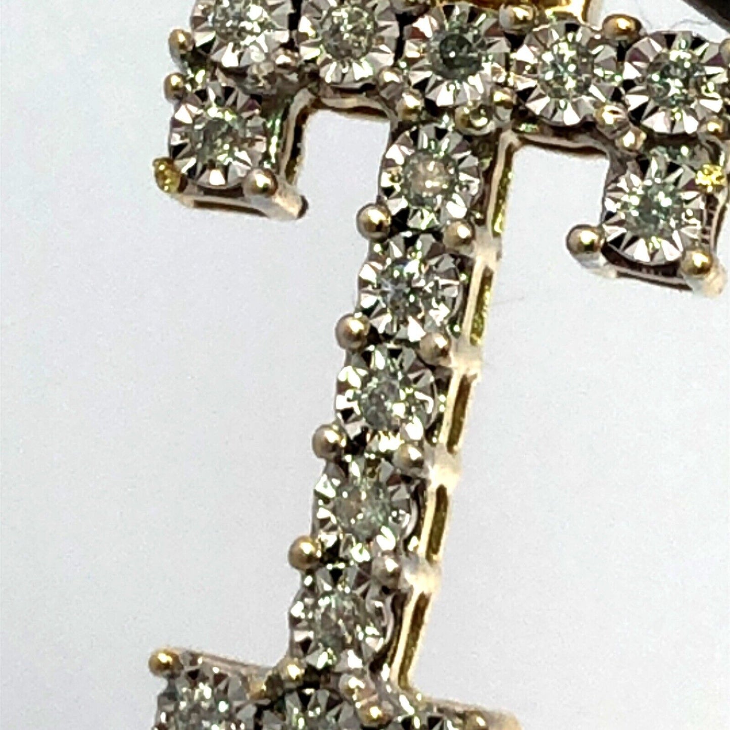 Designer AMB 10K Yellow Gold Diamond Initial Letter T Statement Pendant