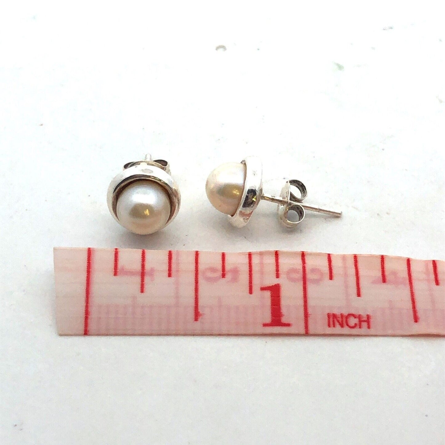 Designer 925 Sterling Silver Round Pearl Stud Earrings