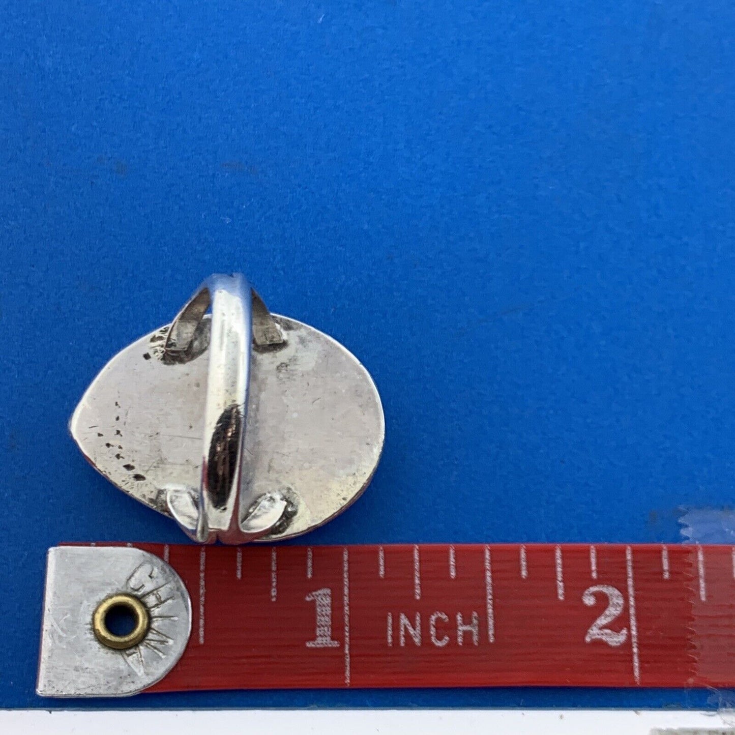 Native American Old Pawn 925 Sterling Silver Green Turquoise Statement Ring