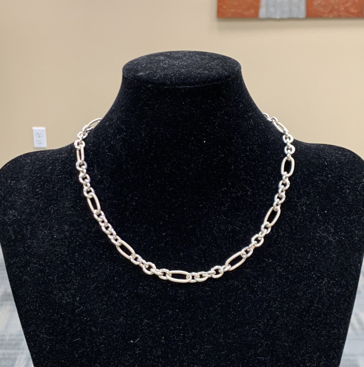Stunning Sterling Silver 925 Oval & Circle Link Chain 18" Necklace