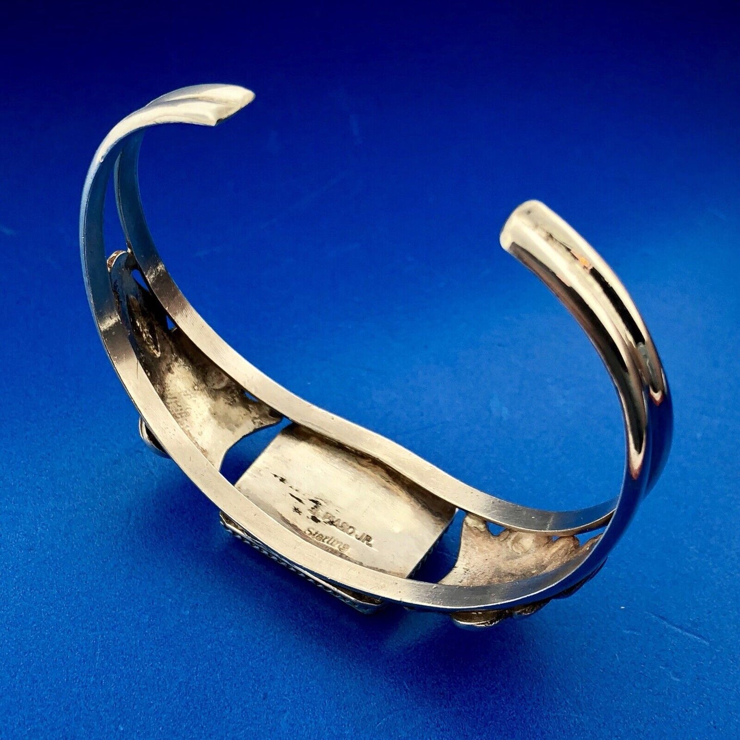 Vintage Benjamin Piaso Jr Navajo Sterling Silver Turquoise Mosaic Cuff Bracelet