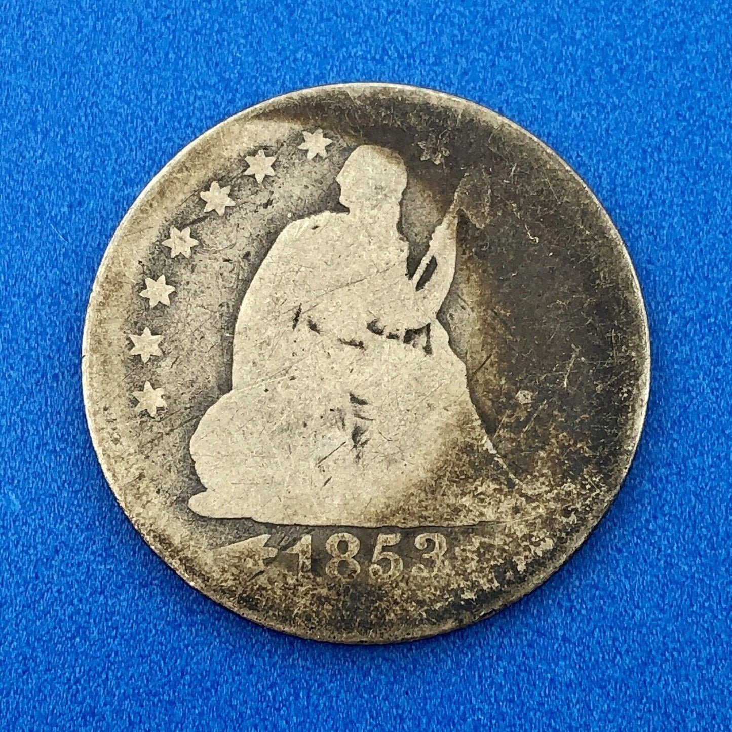 1853 P Seated Liberty Silver Quarter Dollar 25c Type 2 Better One Year Type Coin