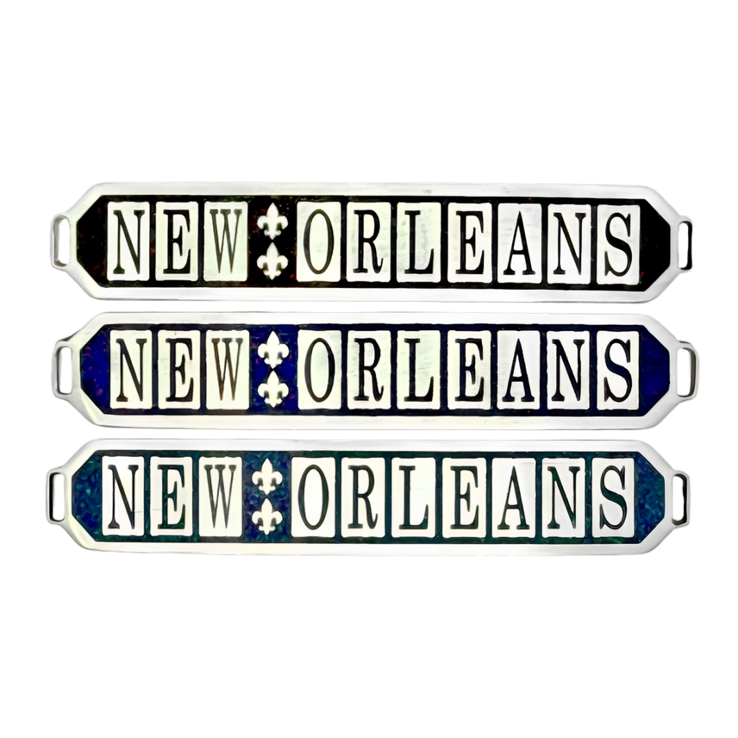 NOLA New Orleans Street Tile Sterling Silver Bello Opal Inlay Panel Bracelet