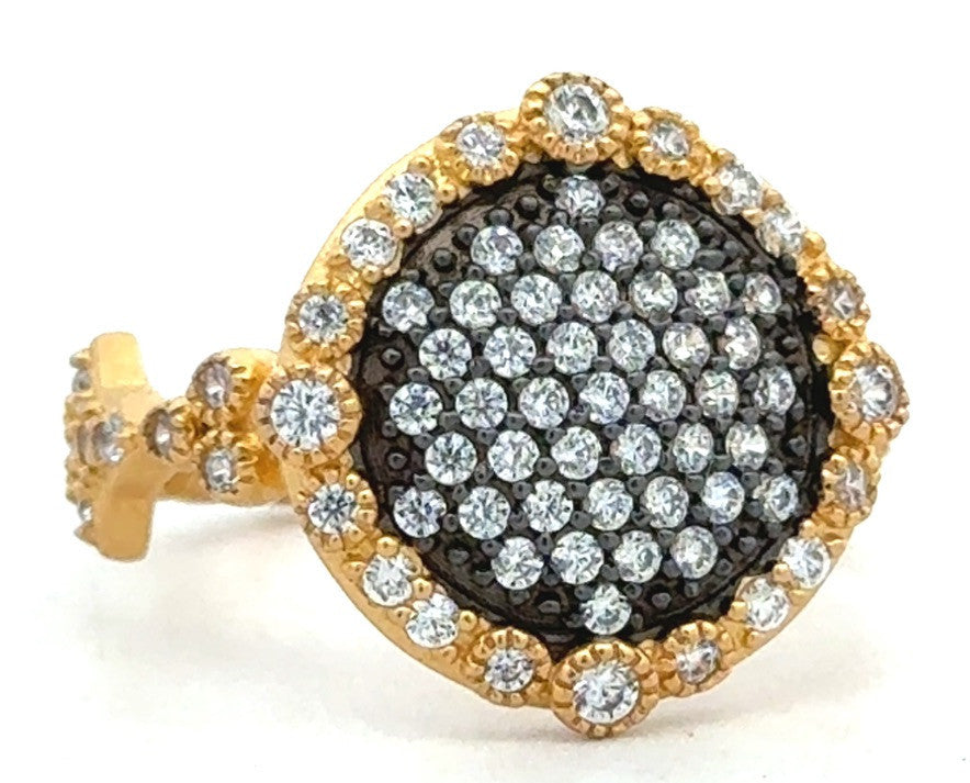 Freida Rothman 14K Gold Plated 925 Sterling Silver Oxidized Cubic Zirconia Ring