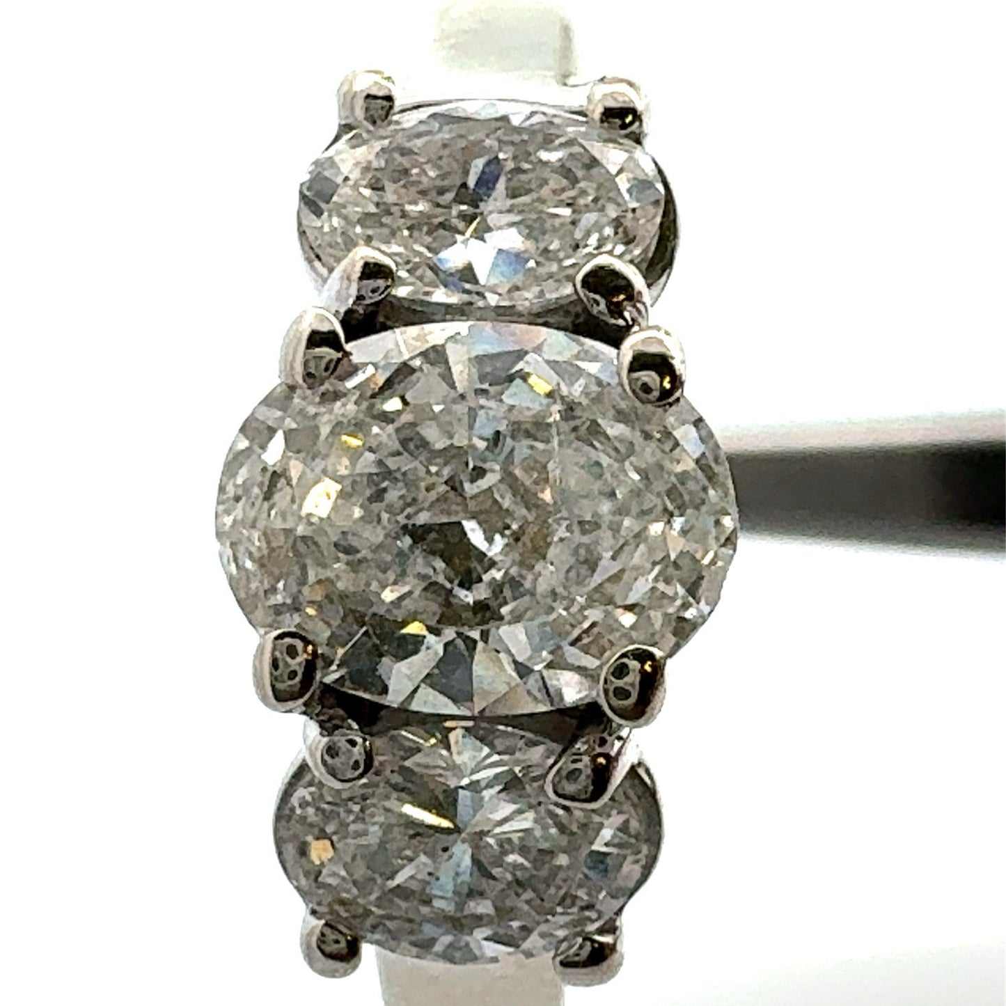 Classic 14k White Gold Oval Diamond Trio Engagement Ring