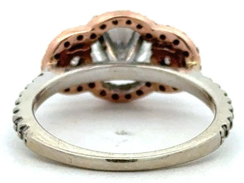 Designer Forever Brilliant 14K White Yellow Gold Moissanite Trio Engagement Ring