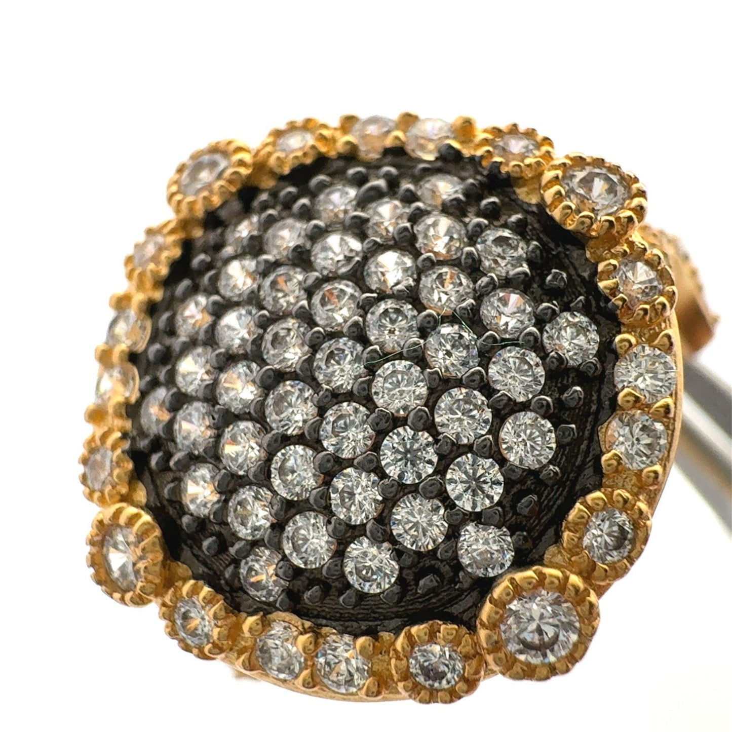 Freida Rothman 14K Gold Plated 925 Sterling Silver Oxidized Cubic Zirconia Ring