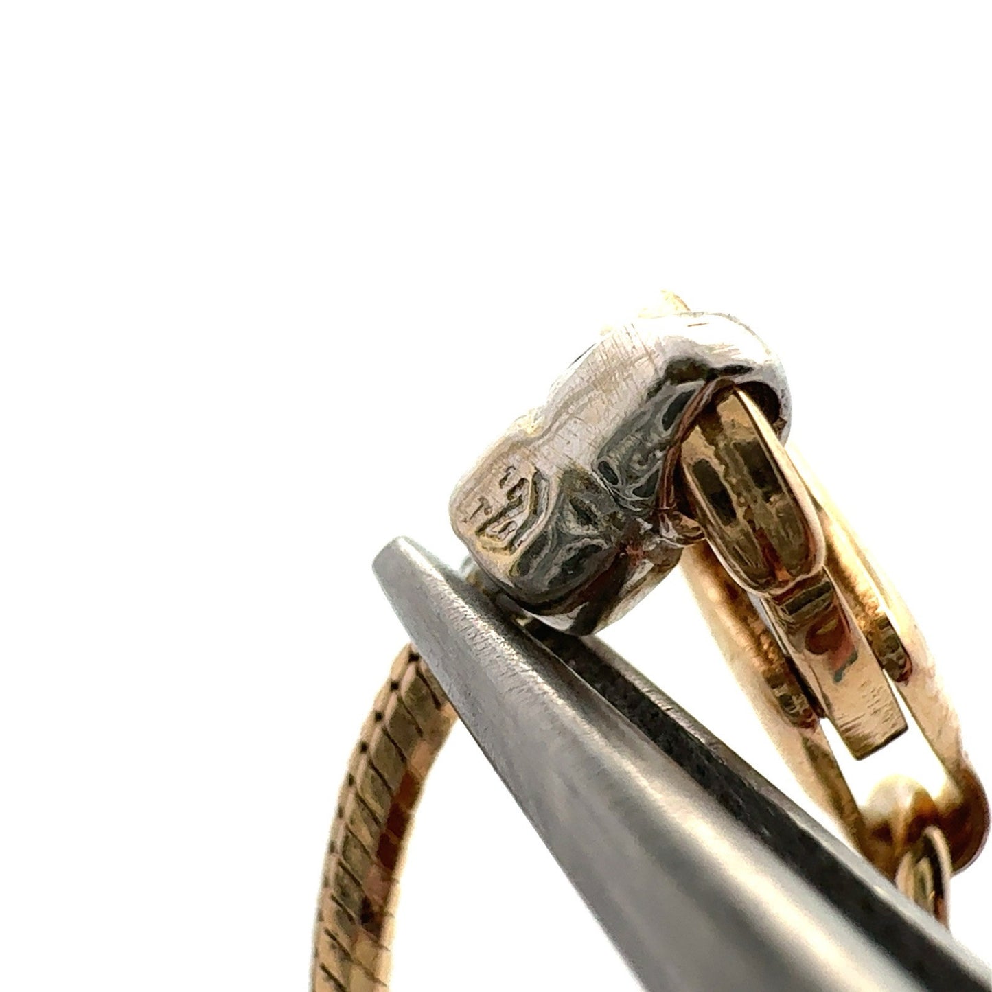 Italy 14K Yellow White Gold Two Tone Snake Chain Circle Station Necklace