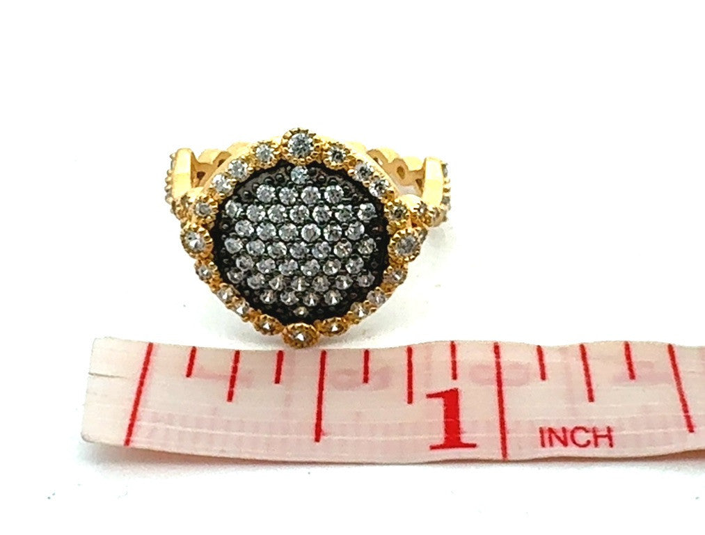 Freida Rothman 14K Gold Plated 925 Sterling Silver Oxidized Cubic Zirconia Ring