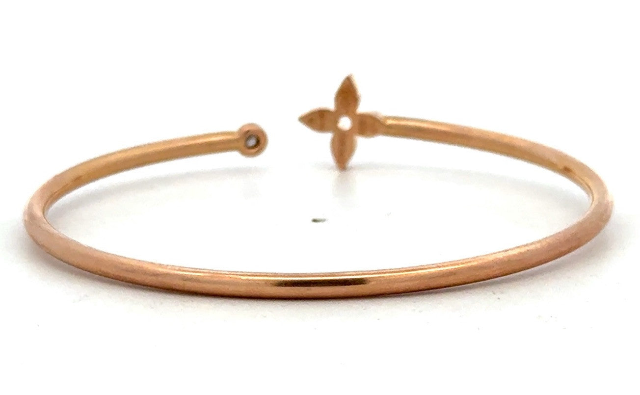 Louis Vuitton 18K Yellow Gold Diamond Flower Open Stackable Bangle Bracelet