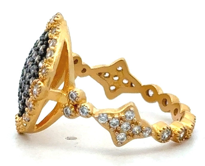 Freida Rothman 14K Gold Plated 925 Sterling Silver Oxidized Cubic Zirconia Ring