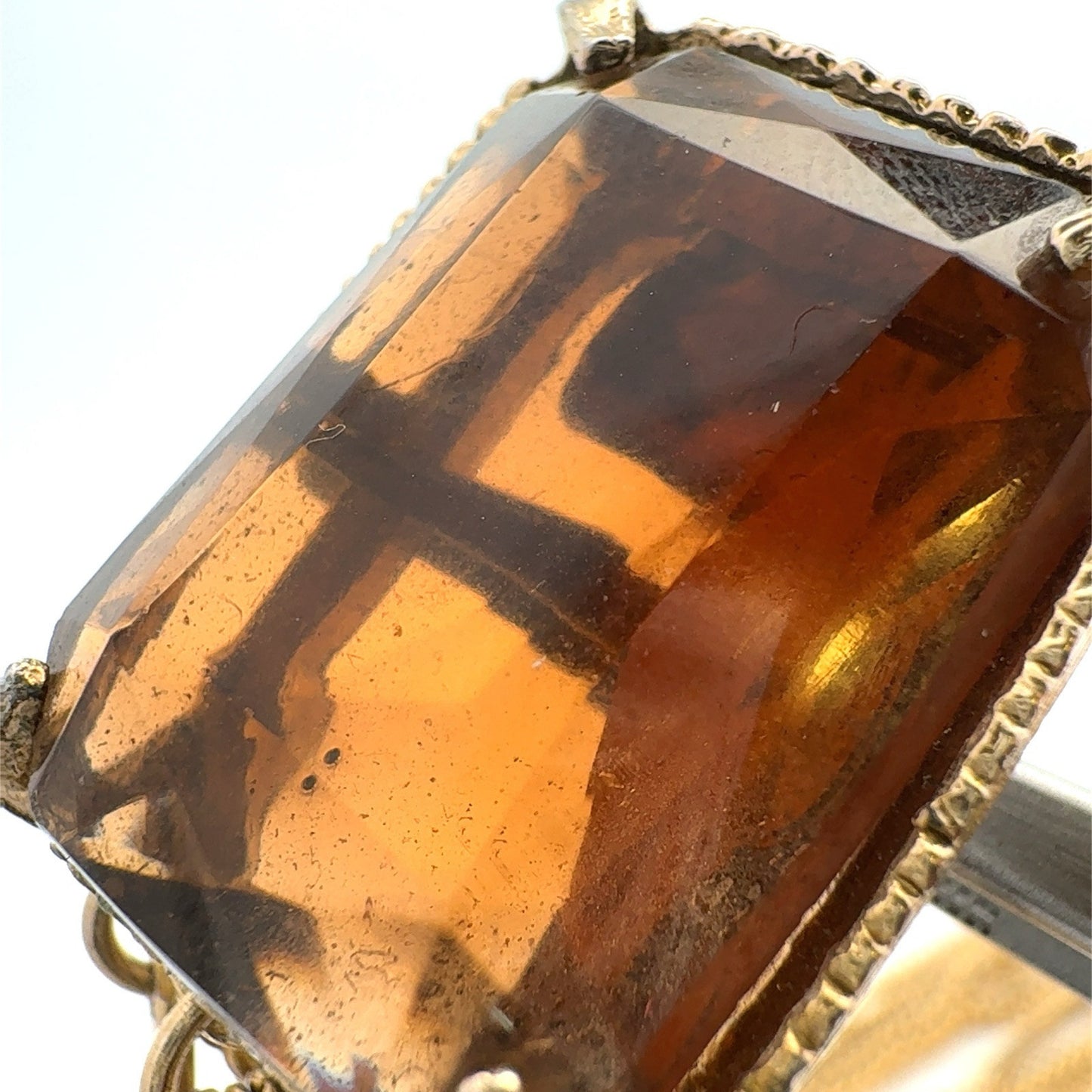 Vintage 1960s Smokey Quartz Gold Toned Multi Strand Layered Necklace