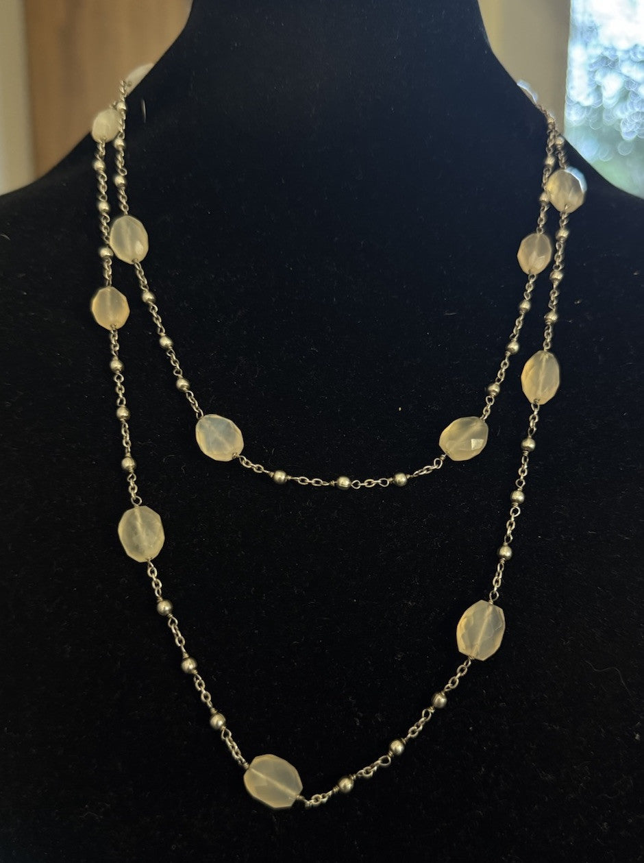 Designer Exex Claudia Agudelo 925 Sterling Silver Moonstone Station Necklace