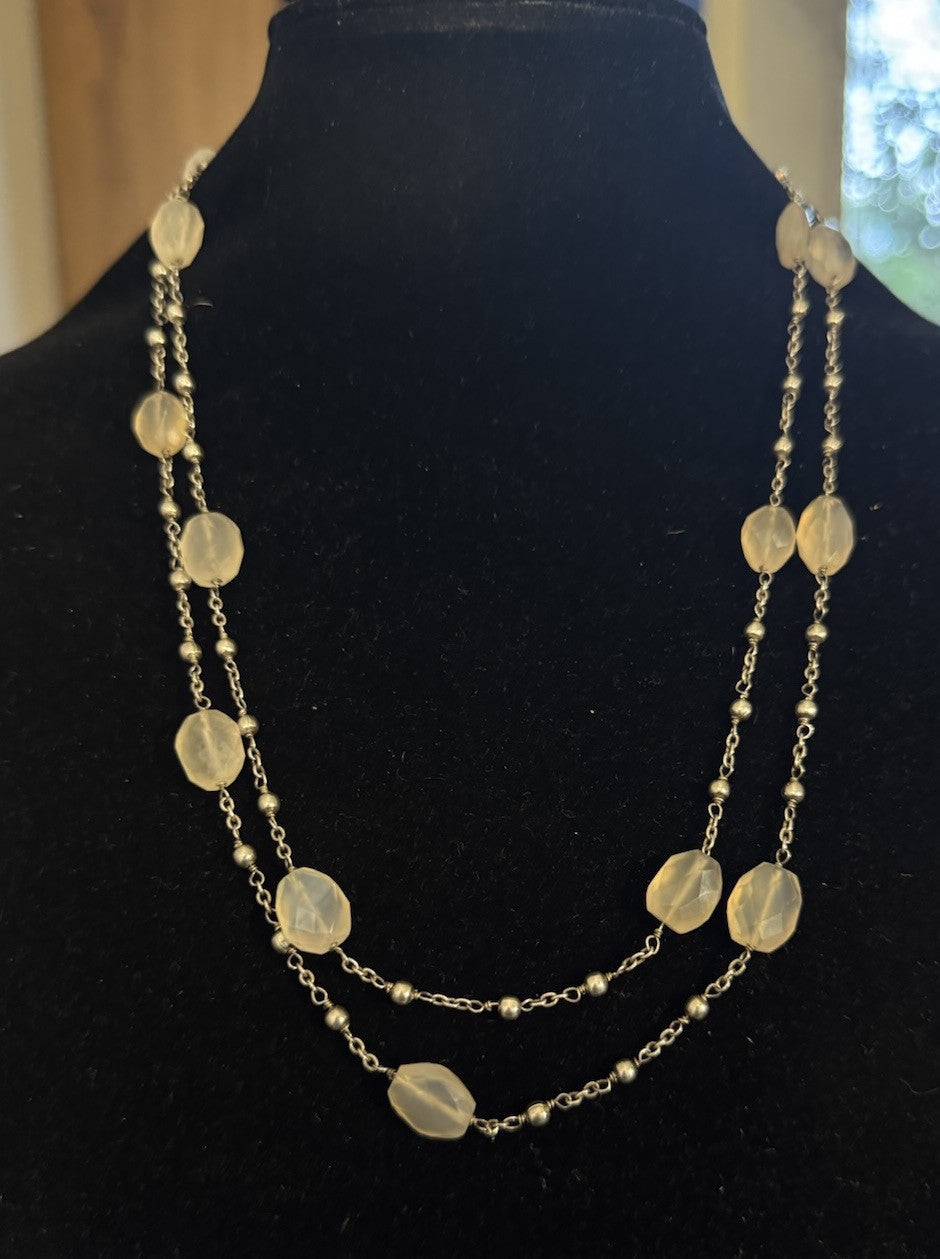 Designer Exex Claudia Agudelo 925 Sterling Silver Moonstone Station Necklace