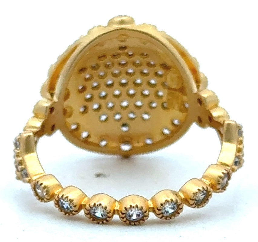 Freida Rothman 14K Gold Plated 925 Sterling Silver Oxidized Cubic Zirconia Ring