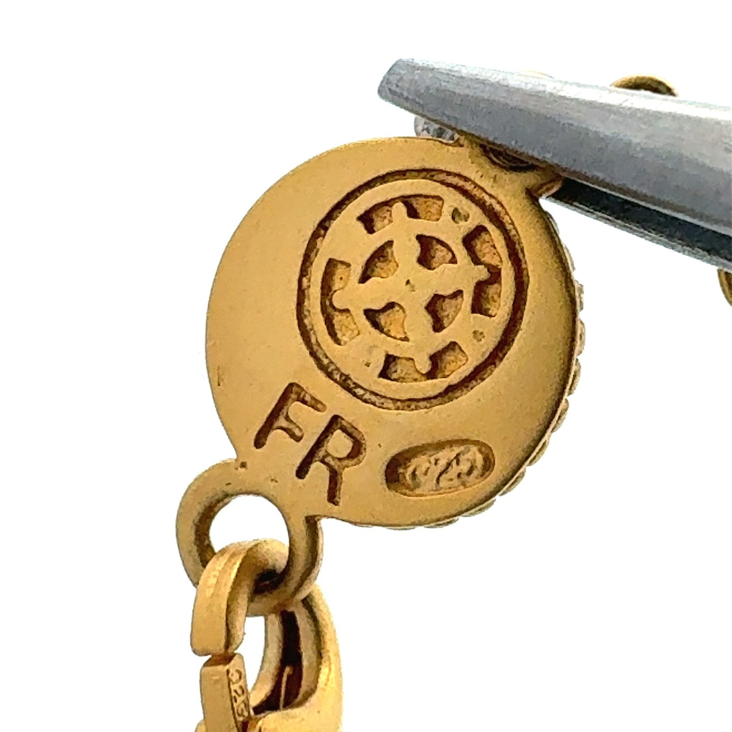 Freida Rothman 14K Gld Plt Sterling Silver MOP Chalcedony CZ Station Necklace