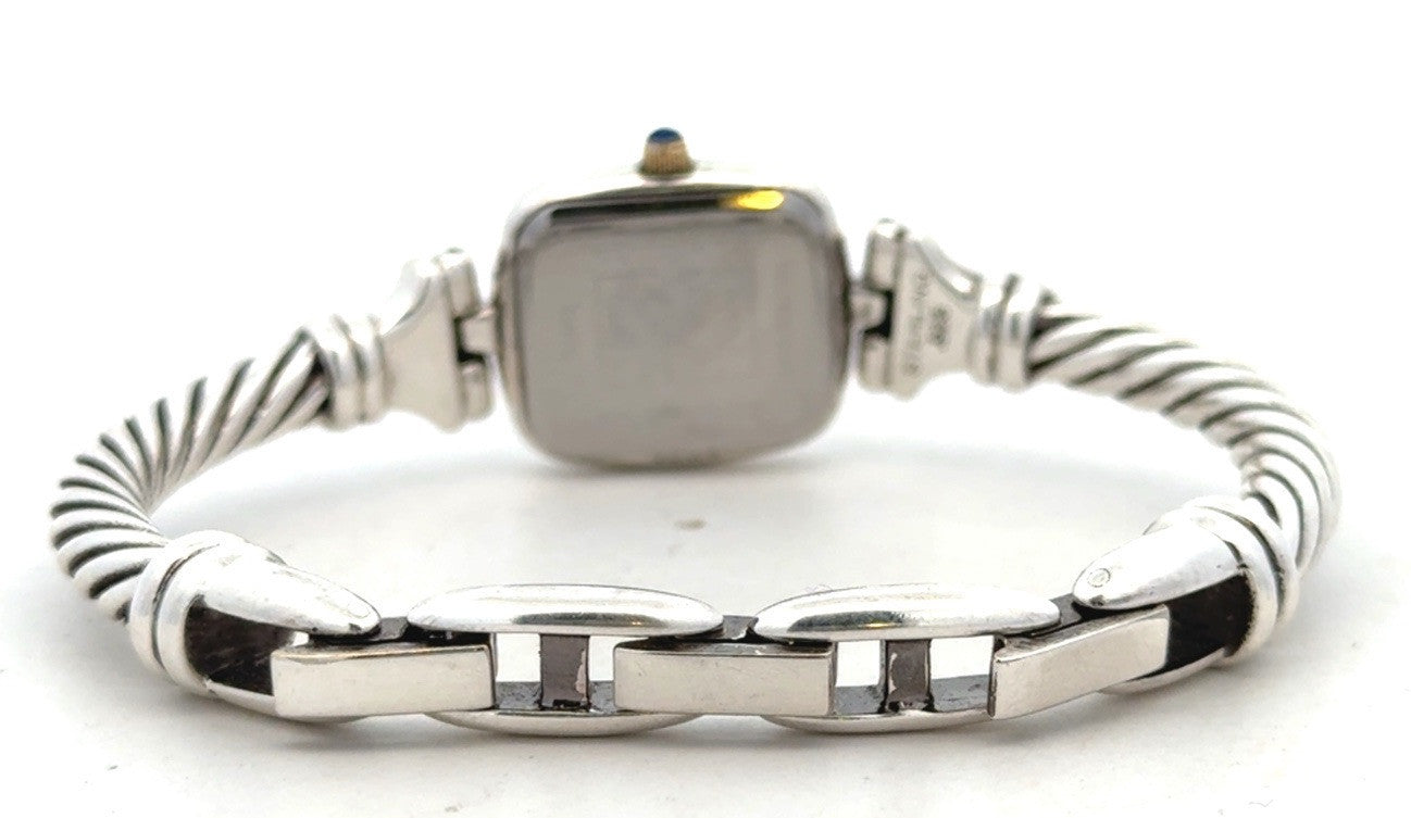 Anne Klein 925 Sterling Silver Mother of Pearl Roman Numerals Cable Watch
